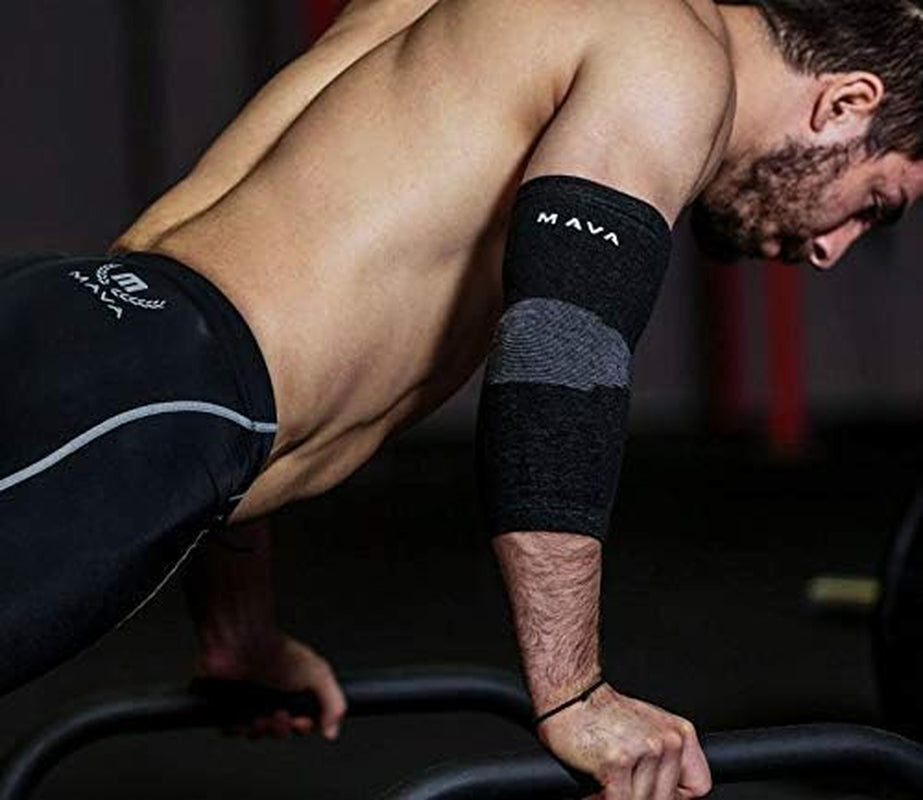 Elbow Sleeve Weightlifting Bamboo Elbow Brace Compression Support Sleeve for Tendonitis, Tennis, Golf Elbow Treatment - Reduce Elbow Joint Pain (Black, Large)